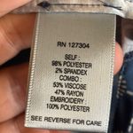 John Mark  Blouse Women's Size Medium Floral Abstract Artsy Office Blue Red White Photo 4