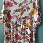 Kori Pink Gold Floral V Neck Flutter Sleeve Tunic Blouse Top Size XL Photo 2