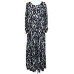 Abstract Print M/L Long Sleeve Maxi Dress Boho Tiered Chiffon Black Gold White Size undefined Photo 4