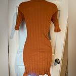 MONROW Cut Out Ribbed‎ Orange Short Sleeve High Mock Neck Dress Size Small NWOT Photo 2