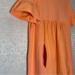 English Factory Solid Mini Dress Orange Coral Ruffle Sleeve Dress Pockets Large Photo 2