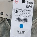 ZARA Slim Distressed Jacquard Mid Waist Jeans Khaki Long contemporary soft US 4 Photo 8