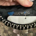 Sue Wong  Black Beaded Sleeveless Cocktail Dress Size 6 Photo 4