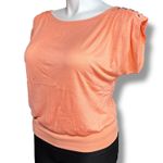 Stigma Womens T Shirt Blouse Top Boat Neck Short Sleeve Studded Accent Orange Size L Photo 6