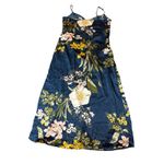 Lulus NWOT Large Remarkable Entrance Navy Blue Floral Print Satin Midi Dress Photo 9