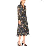 Equipment  Silk Chiffon Vivienne Wrap Effect Floral Midi Dress Black Size 8 Photo 1