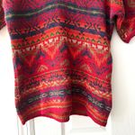 CHAPS Denim Vintage Red Aztec Southwestern V Neck Cotton Blend Sweater Medium Photo 3