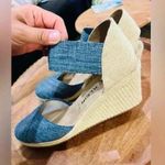 Anne Klein  Womens Denim Zoey Closed-Toe Slip-On Espadrille Wedge Sandals Photo 4
