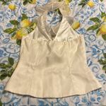 White House | Black Market Cream Silk Ruffle Corset Blouse Photo 1