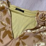 MOTF V Neck Long Sleeve Floral Velvet Burnout Top Size S Yellow Photo 4