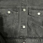 Forever 21  Black Cropped Denim Jacket Size M Button Front Photo 3