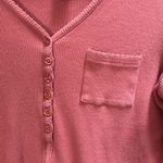 Sundance Waffle Knit Thermal Pocket Henley Long Sleeve Top Large Coral Cotton Photo 4