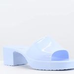 Bamboo NWT  Jelly Chunky Block Heel Sandals Spice-01 Blue Size: 10 Photo 4