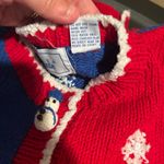 Belle Pointe Holiday Cardigan Size 1X Knit Sweater Button 3D Snowman Christmas Red Photo 6