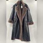 We Wore What  Bonded Faux Fur Trench Coat in Camel & Black Photo 5