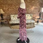 Indigo Thread Co Dress Maxi Floral Pom Flounce Burgundy XS Tiered Brunch Garden Pink Photo 6