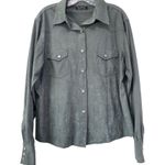 Outback Microsuede Paisley Tooled Square Pearl Snap Western Shirt Size Large Y2K Green Photo 0