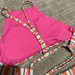 Hurley  Pink Orange Sunset Stripe High Neck Bikini Set, XS NWOT Photo 5
