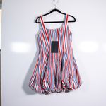 NEW Tuckernuck Sadie Americana Stripe Cotton Poplin Red Blue Wavy Stripe Dress S Photo 3