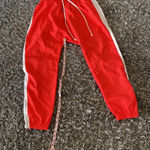 None Red nylon drop crotch joggers fully lined Photo 3