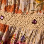 Vintage Y2K 90s Boho Maxi Skirt Tiered Ruffle Floral Macrame Gauzy Rayon India M Orange Size M Photo 3