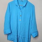 John Mark  Bright Blue 3/4 Roll Tab Sleeves Buttoned Tunic Blouse Womens Size XL Photo 0