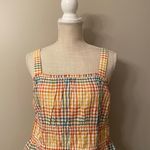 Madewell | Seersucker Sophia Peplum Tank in Rainbow Gingham Check Photo 3