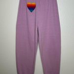 Aviator Nation Rainbow Heart Stitch Sweatpants Mauve large Photo 0