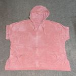 Barefoot Dreams CozyChic Ultra Lite Short Sleeve Zip Up Hoodie Tea Rose L/XL Photo 2