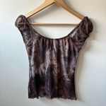 Thirty Thirty Mesh Floral Lace Top Brown Size M Photo 4