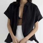 J.CREW BAIRD MCNUTT Irish Linen Relaxed Fit Short Sleeve Shirt Womens Small NWOT Black Photo 0