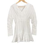 ISSUP Studios White Textured Dress Long Sleeve Flutter Skirt Size M Photo 2