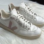 VEJA White and Babe Pink V-12 Sneakers Photo 0