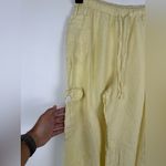 Flax  Linen Wide Leg Cargo Pocket Yellow Cropped Pull-On Pants Women’s Sz S Photo 1