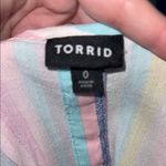 Torrid  Multicolor Pastel Striped Short Sleeve Women's Blouse Top Sz 0 Photo 1