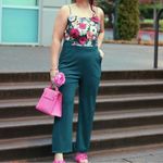 Retro Stage New w Tags Floral Green Holiday Christmas Jumpsuit Womens Small Photo 1