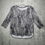 Tommy Bahama Zebra Print 3/4 Sleeve T-Shirt Tee Top High Low Hem Large L Casual Photo 1