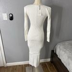 Glamorous Studios Pristine Energy Ivory Ribbed Beaded Long Sleeve Maxi Dress, S White Photo 2