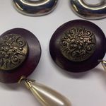 Dress Up Lot Of 3 Large Statement  Vintage Earrings Clip On Dangle Drop Photo 8