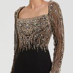 Mac Duggal  2256 Black Beaded Square Neck Long Sleeve Jersey Gown Photo 2