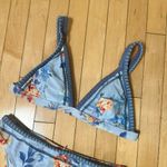 Cupshe  Blue Rose Triangle Bikini Top & Standard Bottoms Set Size Medium Photo 5