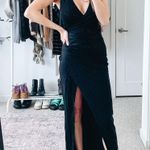 Lovers + Friends Revolve Black Ruched Front Slit Gown Photo 0