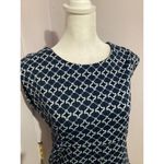 Maeve  Navy Blue Jacquard Sleeveless Blouse Photo 3