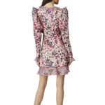 Rococo Sand Mimi Ruffle Trim Long Sleeve Mini Wrap Dress Pink Floral Barbiecore Pink Photo 5