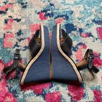 Coach Eaton Black Leather Denim Wedge Sandals Size 8.5 Photo 11