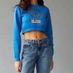 Urban Outfitters Be Kind Embroidered Cropped Sweatshirt NWT Size S - Blue Photo 3