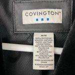Covington Long Black Leather Jacket Button Front Trench Sz Med Faux Fur Collar Photo 5