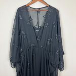 Ulla Popken Dress‎ Womens 28/30 Black Midi Sheer Sequin Star Flyaway 3/4 Sleeve Photo 1