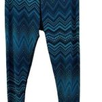 prAna Roxanne Chevron Printed Capri Leggings Blue Green Print Fitted Size Small Photo 0