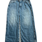 Madewell  Denim Mid-Rise Maxi Skirt Womens 30 Blue  Jean Front Slit Faded Photo 0